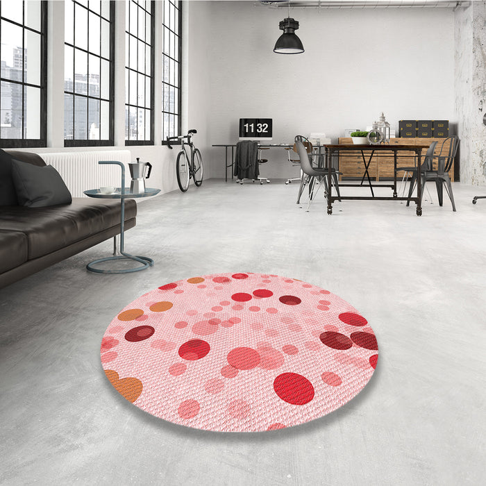 Round Patterned Light Red Pink Rug in a Office, pat2278rd