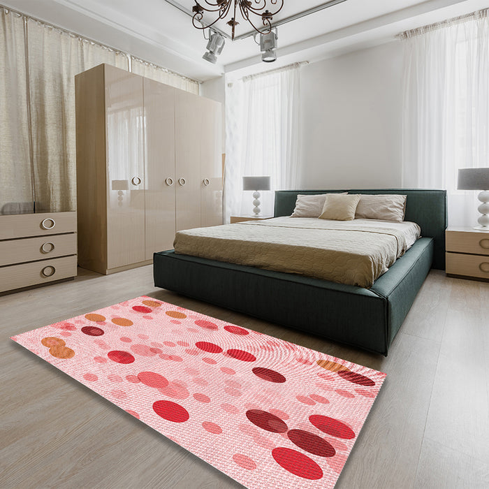 Patterned Light Red Pink Rug in a Bedroom, pat2278rd