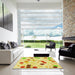 Machine Washable Transitional Tea Green Rug in a Kitchen, wshpat2278yw