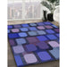 Patterned Denim Dark Blue Rug in Family Room, pat2279blu