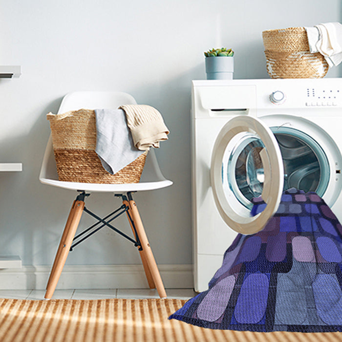 Machine Washable Transitional Denim Dark Blue Rug in a Washing Machine, wshpat2279blu