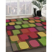 Patterned Saffron Red Rug, pat2279brn