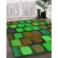 Patterned Dark Forest Green Rug, pat2279grn