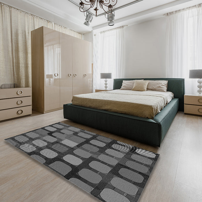 Patterned Gray Rug in a Bedroom, pat2279gry