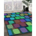 Patterned Mint Green Rug in Family Room, pat2279lblu