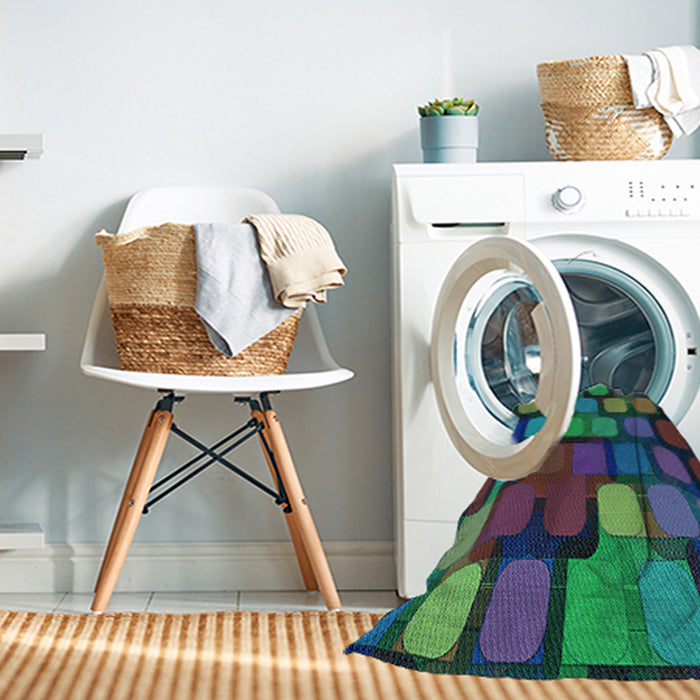 Machine Washable Transitional Mint Green Rug in a Washing Machine, wshpat2279lblu