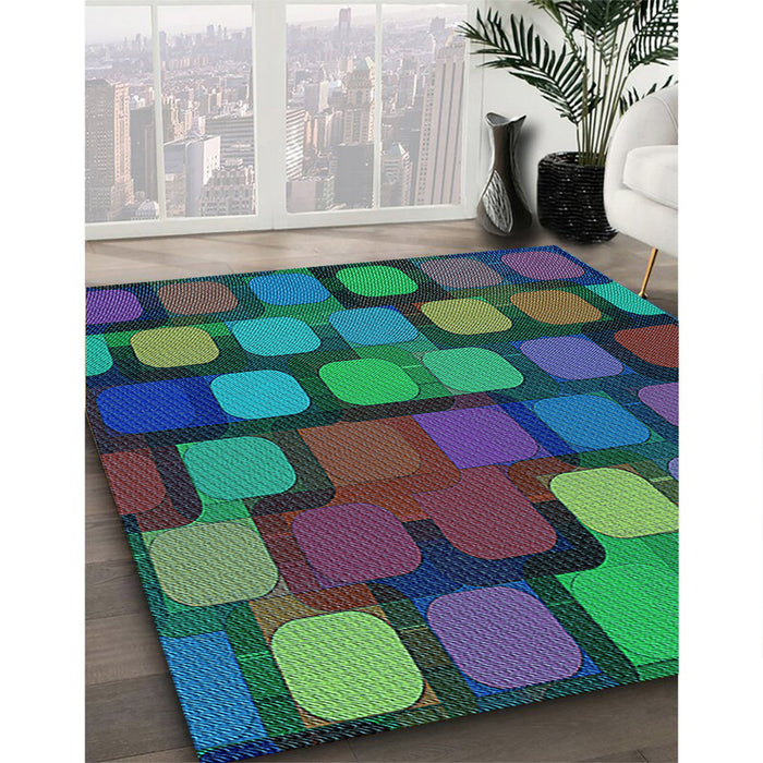 Machine Washable Transitional Mint Green Rug in a Family Room, wshpat2279lblu