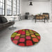 Round Patterned Red Rug in a Office, pat2279org