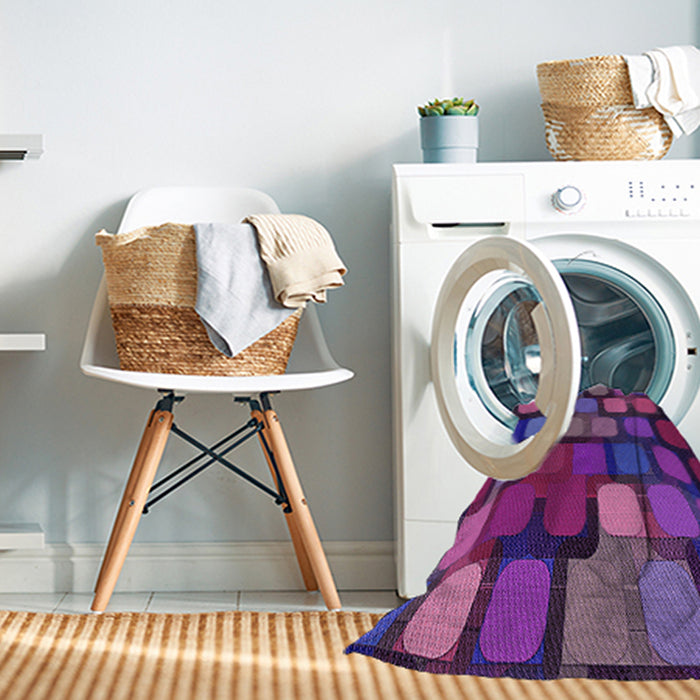 Machine Washable Transitional Dark Magenta Purple Rug in a Washing Machine, wshpat2279pur