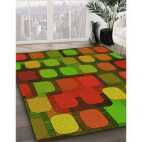 Patterned Tomato Red Rug, pat2279yw