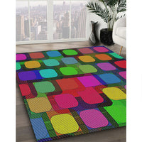 Patterned Forest Green Modern Rug, pat2279