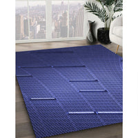 Patterned Denim Dark Blue Rug, pat228blu