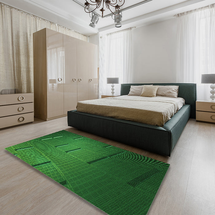 Round Machine Washable Transitional Deep Emerald Green Rug in a Office, wshpat228grn