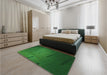 Patterned Deep Emerald Green Rug in a Bedroom, pat228grn