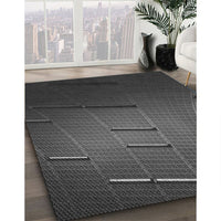 Patterned Charcoal Black Rug, pat228gry