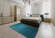 Patterned Dark Turquoise Green Rug in a Bedroom, pat228lblu