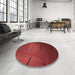 Round Patterned Cranberry Red Rug in a Office, pat228rd