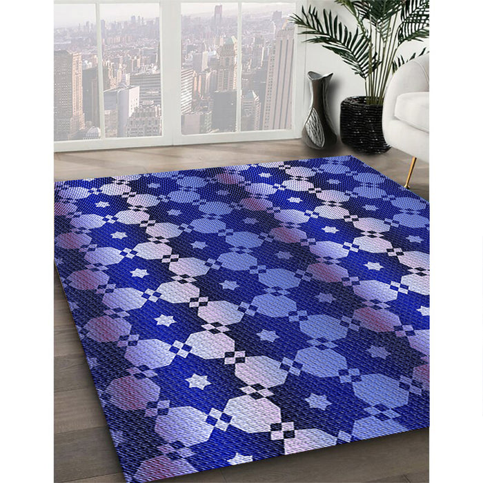 Machine Washable Transitional Cobalt Blue Rug in a Family Room, wshpat2280blu