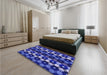 Patterned Cobalt Blue Rug in a Bedroom, pat2280blu