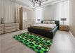 Patterned Charcoal Black Rug in a Bedroom, pat2280grn