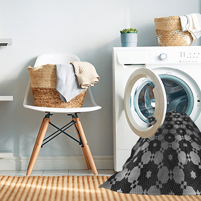 Machine Washable Transitional Charcoal Black Rug in a Washing Machine, wshpat2280gry