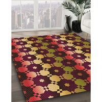 Patterned Deep Red Rug, pat2280org