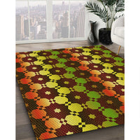 Patterned Maroon Red Rug, pat2280yw