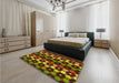 Patterned Maroon Red Rug in a Bedroom, pat2280yw