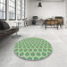 Round Patterned Fern Green Rug in a Office, pat2281grn