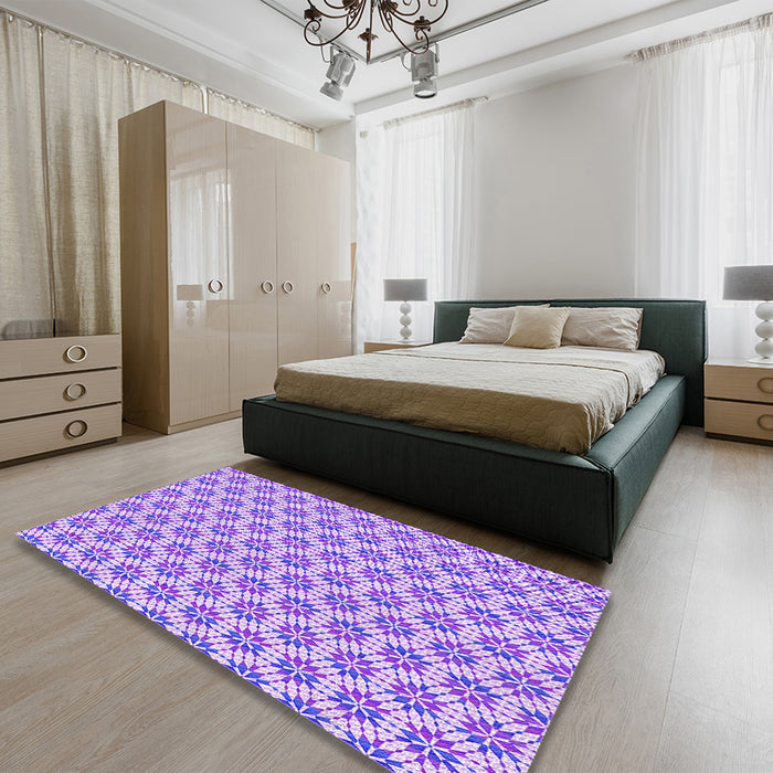 Round Machine Washable Transitional Blossom Pink Rug in a Office, wshpat2281pur