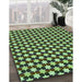 Patterned Green Rug in Family Room, pat2282grn