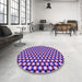 Round Patterned Bright Purple Rug in a Office, pat2282pur