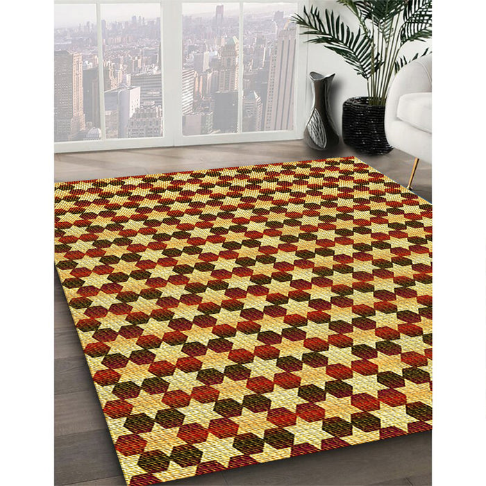 Machine Washable Transitional Golden Brown Yellow Rug in a Family Room, wshpat2282yw