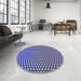 Round Patterned Denim Dark Blue Rug in a Office, pat2283blu