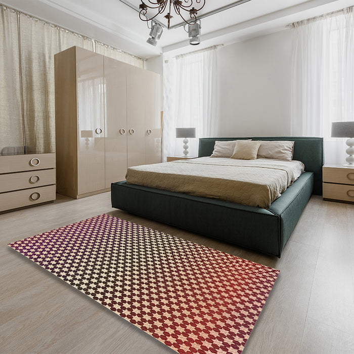 Patterned Brown Sugar Brown Rug in a Bedroom, pat2283brn