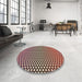 Round Patterned Brown Sugar Brown Rug in a Office, pat2283brn