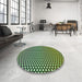 Round Patterned Green Rug in a Office, pat2283grn