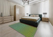 Patterned Green Rug in a Bedroom, pat2283grn