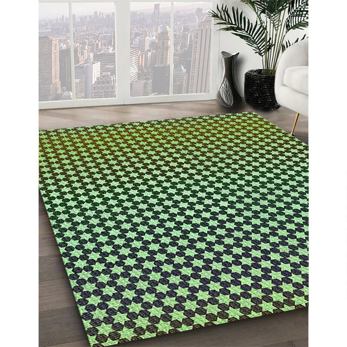 Machine Washable Transitional Green Rug in a Family Room, wshpat2283grn
