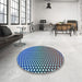 Round Patterned Blue Rug in a Office, pat2283lblu