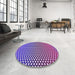 Round Patterned Bright Purple Rug in a Office, pat2283pur