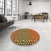 Round Patterned Golden Brown Yellow Rug in a Office, pat2283yw