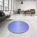 Round Patterned Blue Rug in a Office, pat2284blu