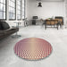 Round Patterned Rose Red Rug in a Office, pat2284brn