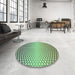 Round Patterned Light Green Rug in a Office, pat2284grn