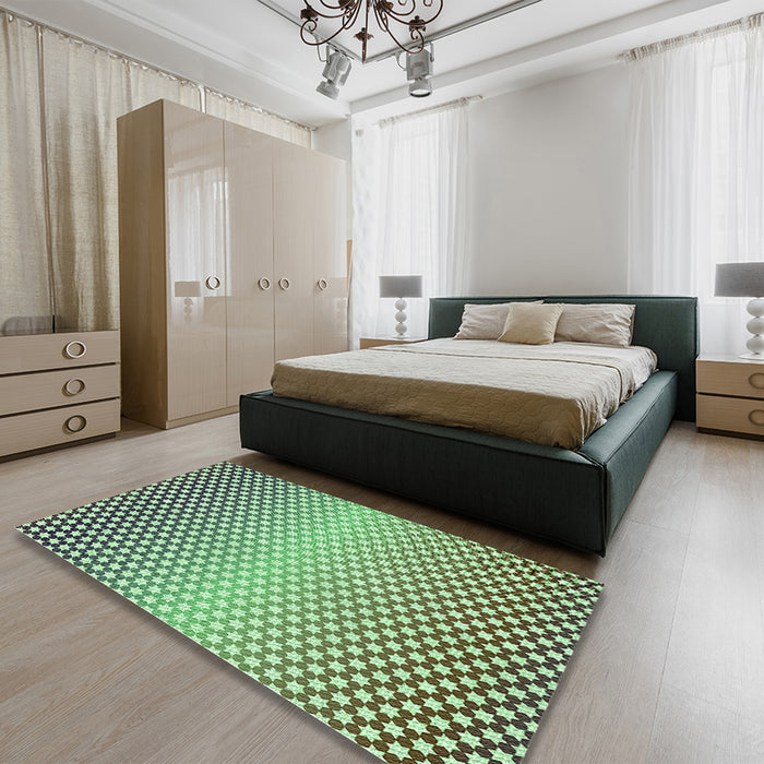 Patterned Light Green Rug in a Bedroom, pat2284grn