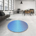 Round Patterned Ocean Blue Rug in a Office, pat2284lblu