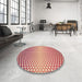 Round Patterned Crimson Red Rug in a Office, pat2284org