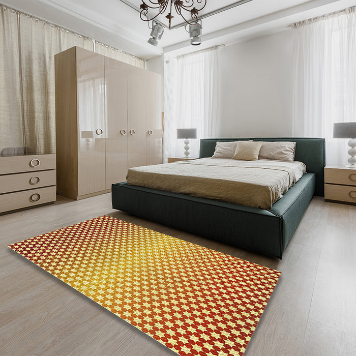 Patterned Red Rug in a Bedroom, pat2284yw