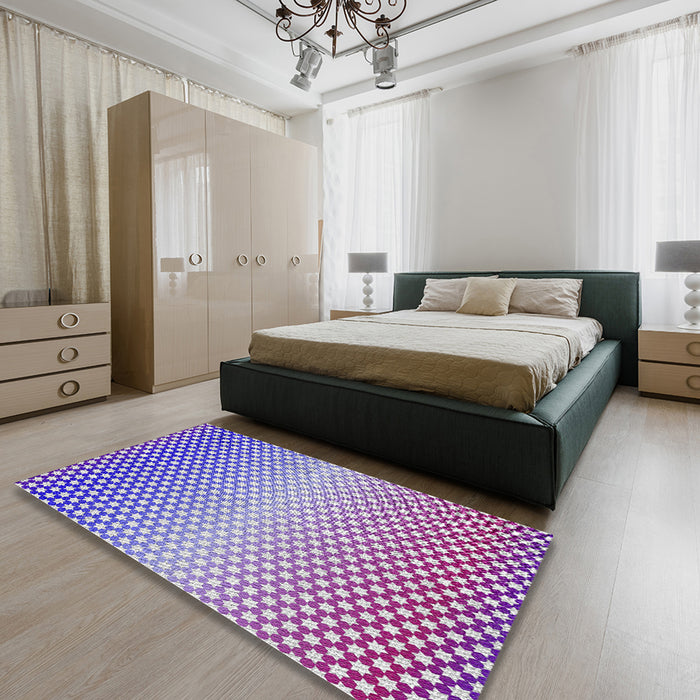 Machine Washable Transitional Pastel Light Blue Rug in a Bedroom, wshpat2284